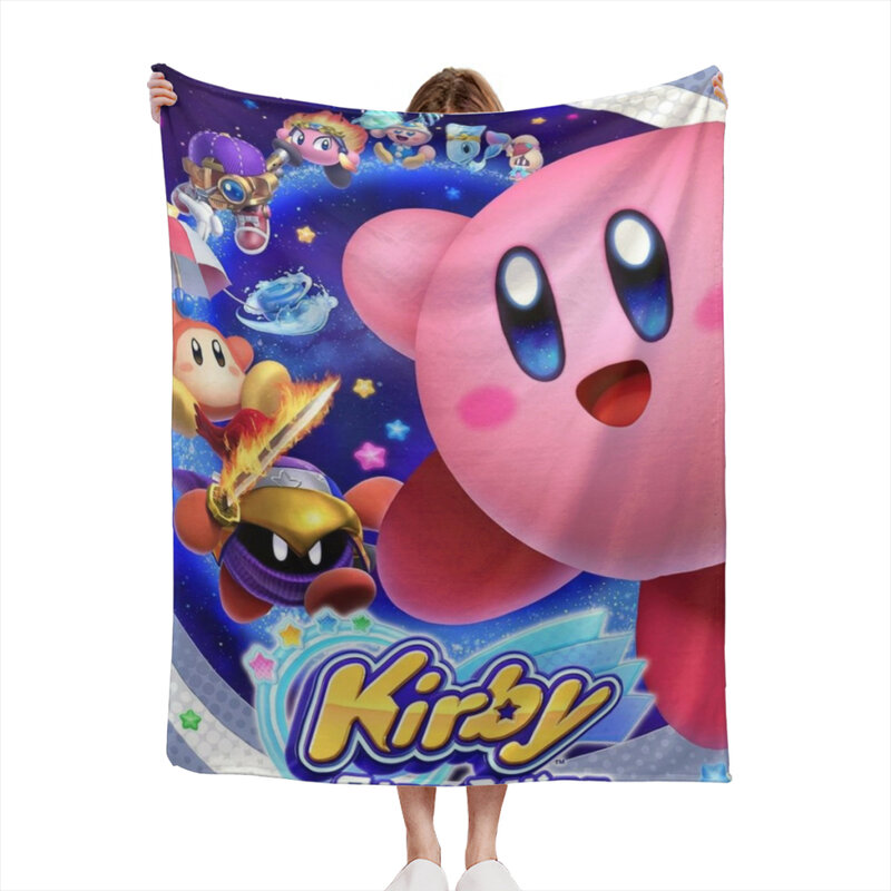 K-Kirby 가족 거실 푹신한 양털 던지기 캠핑 담요, 어린이용 소파 던지기 얇은 담요, 현대 패션 만화 선물