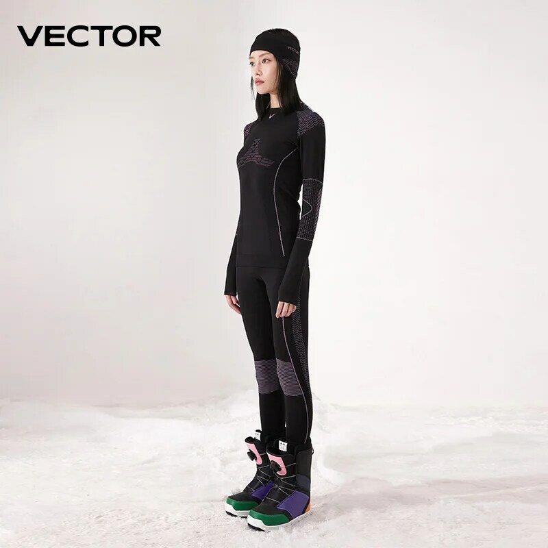 VECTOR Frauen Ski Thermische Unterwäsche Sets Sport Schnell Trocknend Trainingsanzug Fitness Workout Übung Engen Shirts Jacken Sport Anzüge