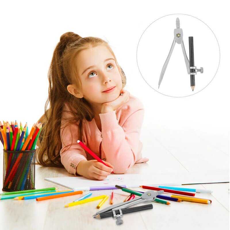 Bússola Geometria para Elaboração, Desenho Ferramenta, Math Set, Metal Ferramentas, Carpintaria, Professional Kids Compas, Student Pencil Circle