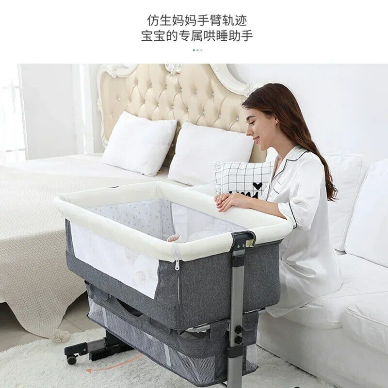 Łóżeczko dla noworodka łóżeczko wielofunkcyjne przenośne ruchome regulowane wysokość i splatanie duże łóżko