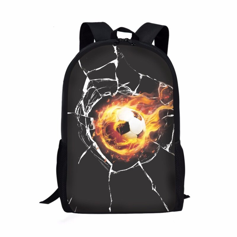 Football Fire Pattern 3D Print Students School Bag Boys Girls Book Bag Teenager Casual Backpack Women Men Storage Rucksacks