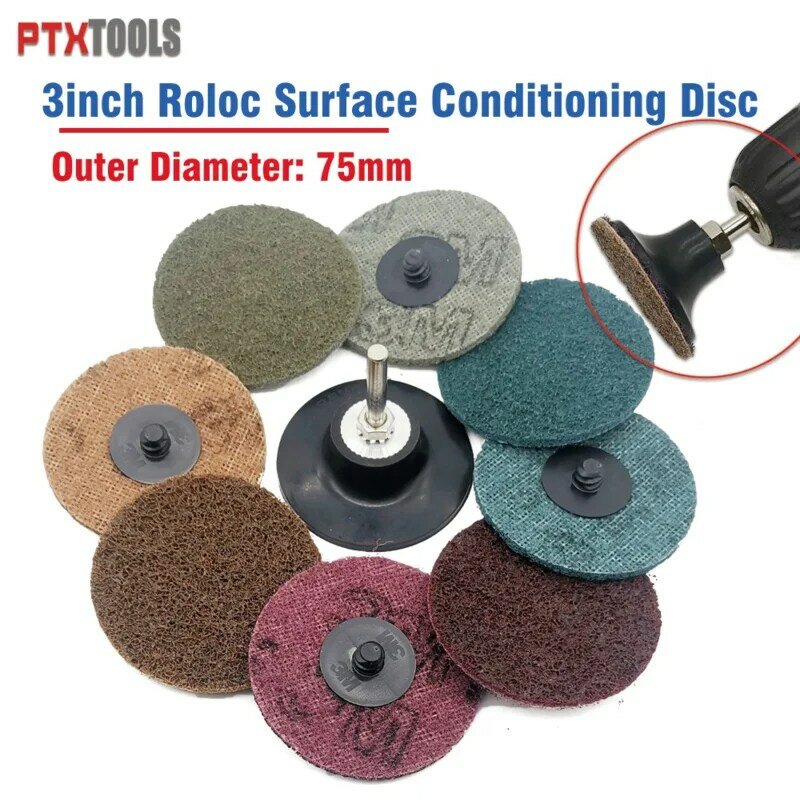 Discos abrasivos de corte superfino/fino/Medio/grueso, discos de cambio rápido para acondicionamiento de superficie, 3 pulgadas/75mm, 10 piezas