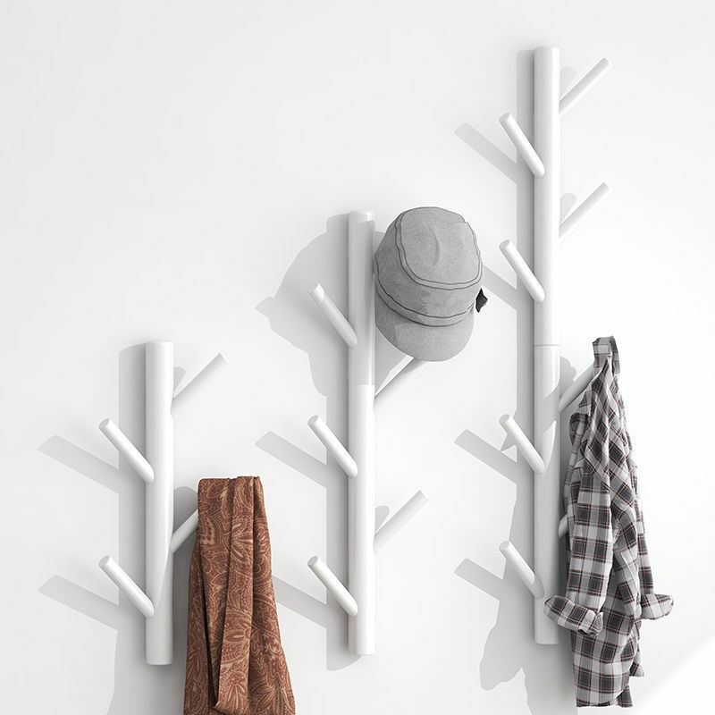 Estante de ropa de montaje en pared, colgador de ramas de pino Natural, soporte para tapa de bolso, estantes de pared para decoración de sala de estar, 4/8 ganchos