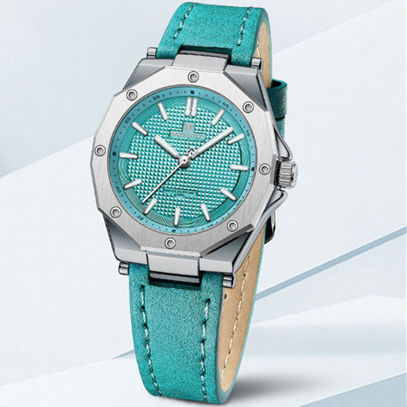 Jam kuarsa wanita jam tangan mewah sederhana elegan bercahaya kedap air Jam gelang kulit jam tangan wanita Reloj Mujer NF5026