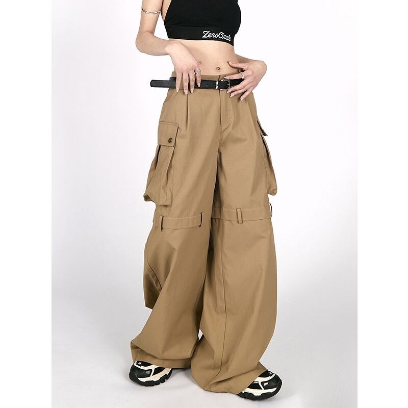 QWEEK Y2k Vintage spodnie Cargo kobieta Streewear workowate Harajuku koreańskie modne spodnie wiosna oversize styl japoński estetyczne