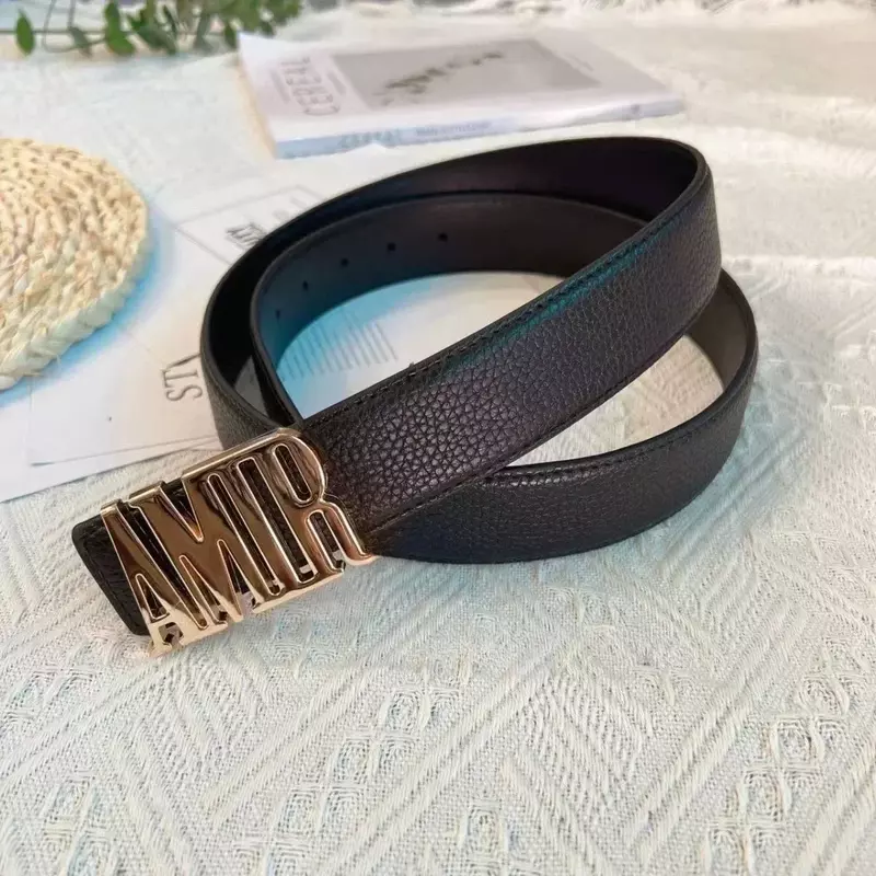 2024 New Luxury Brand Amir 3.8 Wide Belt Sleek Buckle Waist Stylish and Versatile Casual Denim Belt