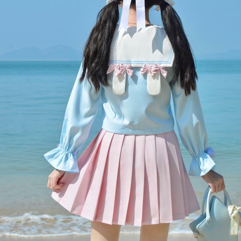 Japan Jk Two Piece Set Sailor Suit Academy Style Uniform Set Sweet Top Half Skirt Student Set 2024 New