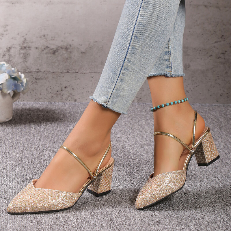 Mary Jane-zapatos de suela blanda para mujer, Sandalias de tacón alto con punta, estilo Retro, talla grande, 2024