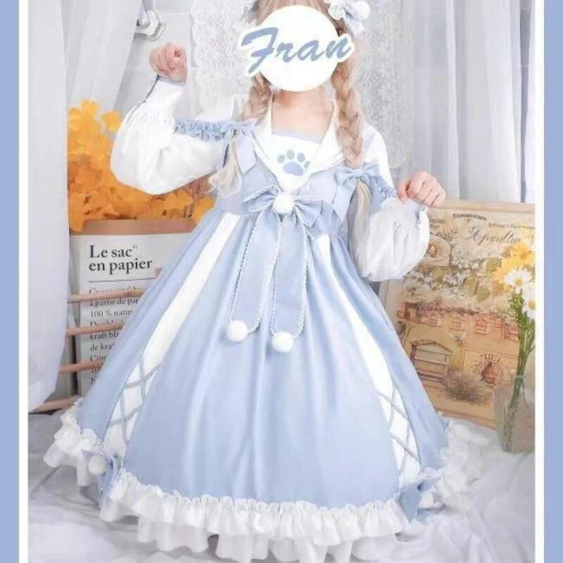 Duży rozmiar Cat Claw Lolita Dress Kawaii Dress Oversized Sukienka księżniczki z krótkim rękawem Duży rozmiar