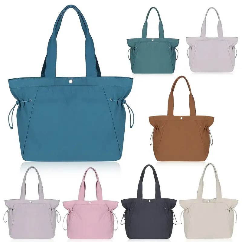 Sacola impermeável de grande capacidade para mulheres, bolsa de ombro casual, bolsa de compras de esportes, logotipo metálico, 18L