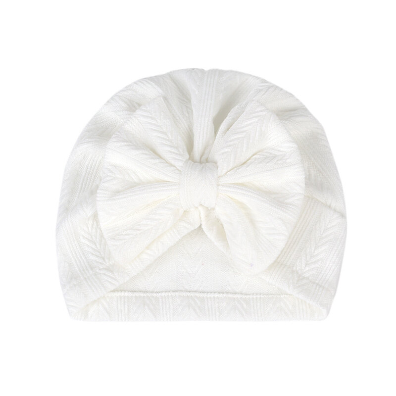 Newborn Baby Turban Hat Big Hair Bow Knotted Headwrap Solid Color Soft Hospital Hat for Toddler Boys Girls