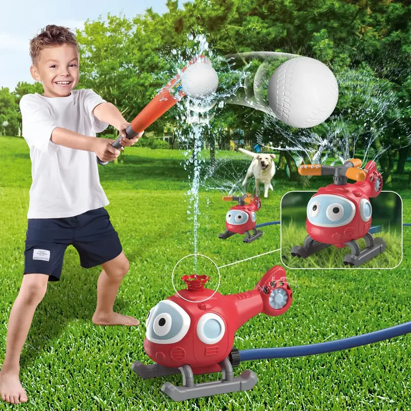 ชุดสปริงเกอร์สเปรย์น้ำแร่กลางแจ้ง2-in-1ชุดลูกบอลสปริงเกลอร์สวนสนามหญ้าเฮลิคอปเตอร์แคคตัสหอยทากของเล่นเกมน้ำสำหรับเด็กในฤดูร้อน