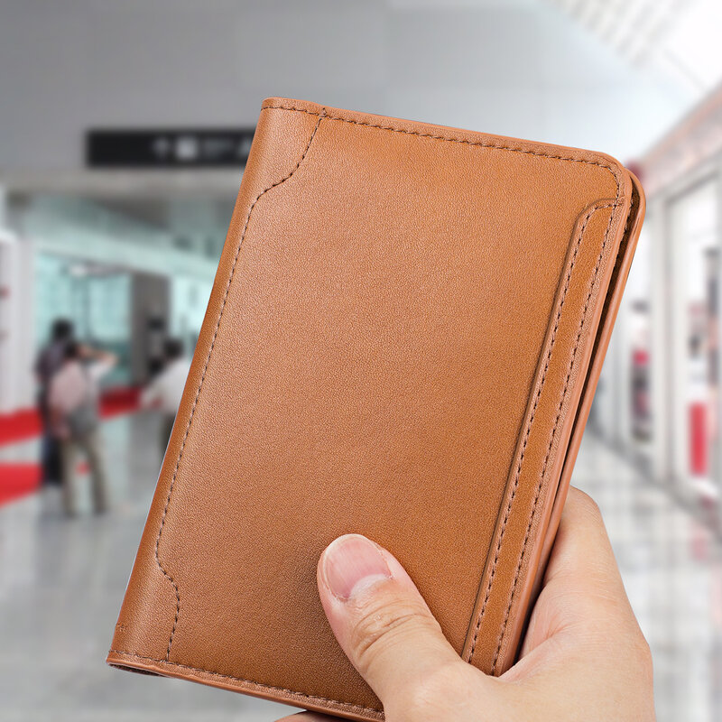 Real Leather Passport Holder Cover Case for Men & Women Traveling Passport Case Wallet Card Document Organizer Slim