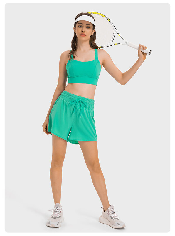 Pantaloncini da corsa sportivi corti estivi con coulisse da donna e Top della stessa corrispondenza dei colori