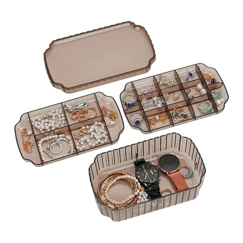 Caja organizadora de joyas de 3 capas para pendientes, collares, pulseras, contenedores de almacenamiento de cuentas de plástico transparente para manualidades, fácil de usar B