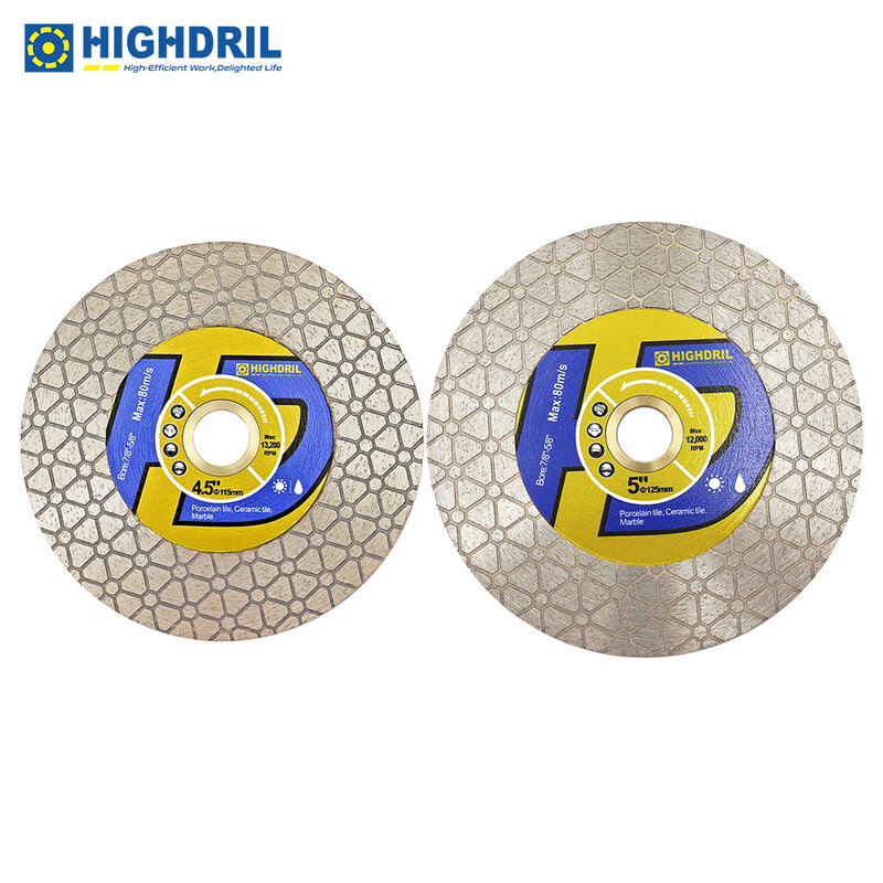 HIGHDRIL 1pc Dia115/125mm Triangular Double-sided Cutting and Grinding Saw Blades for Tile Ceramic Marble Stone Porcelain Cutter