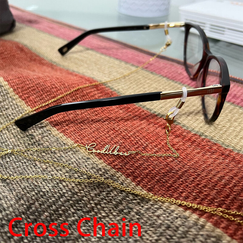 Mini-World 2022 نظارات شمسية جديدة اخفاء سلاسل للنساء شخصية مجوهرات من صلب لا يصدأ مخصص اسم سلسلة النظارة الحبل