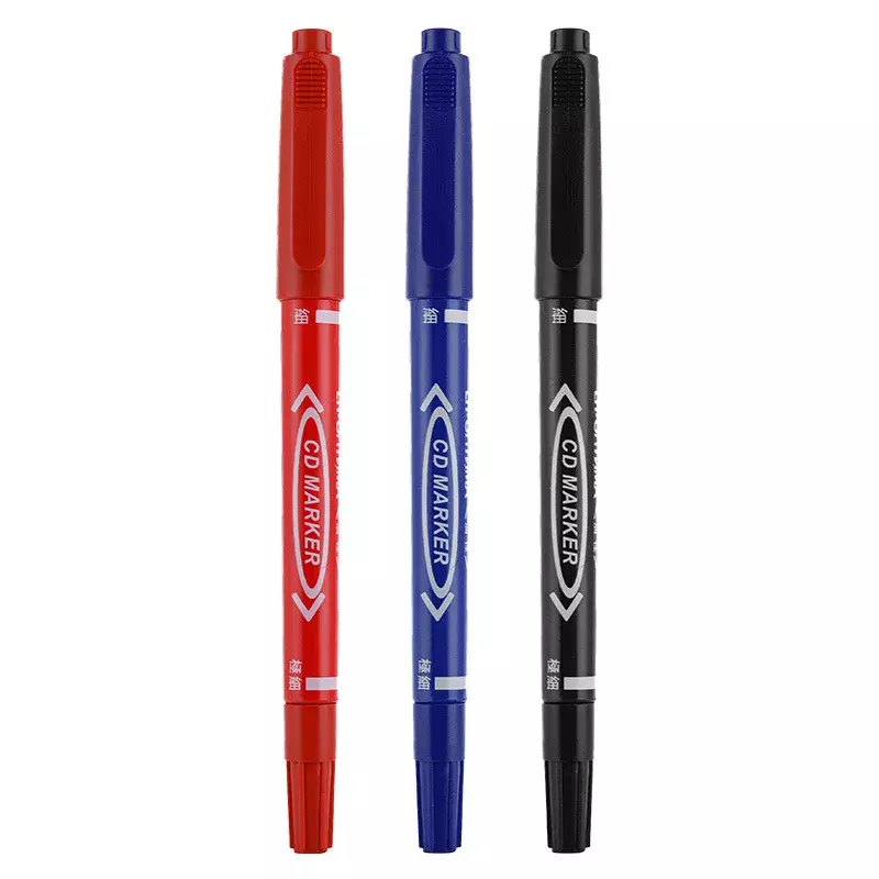 Twin Tip Permanent Marker, Óleo Marcador Pen, Fine Marker, Tinta Papelaria, Material Escolar e de Escritório, Preto Azul Vermelho, 10Pcs