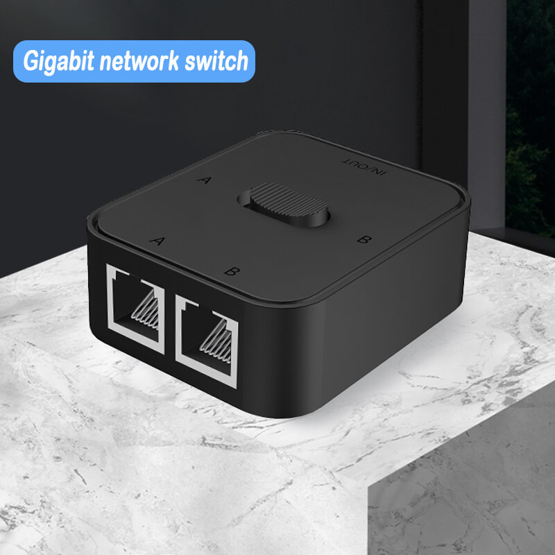 Power Free 2 Way Gigabit Network switch adapter Network Splitter Cable Extender 1000mbps Selector RJ45 Switch 2 Port Connector