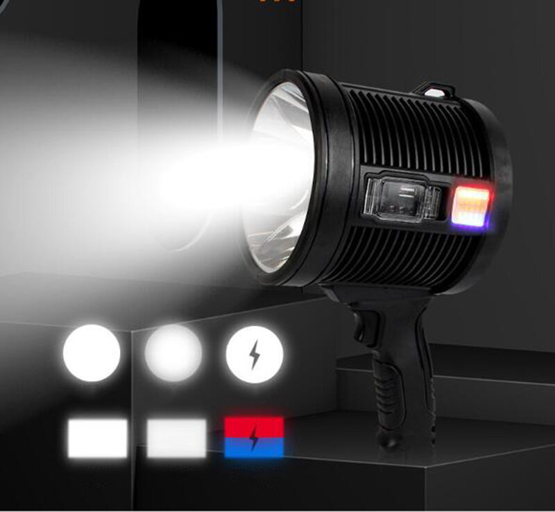 F3 P70 Recarregável Solar Spotlight Led Spot Lights Handheld Grande Lanterna Super Brilhante Impermeável Ao Ar Livre Com Cob Light