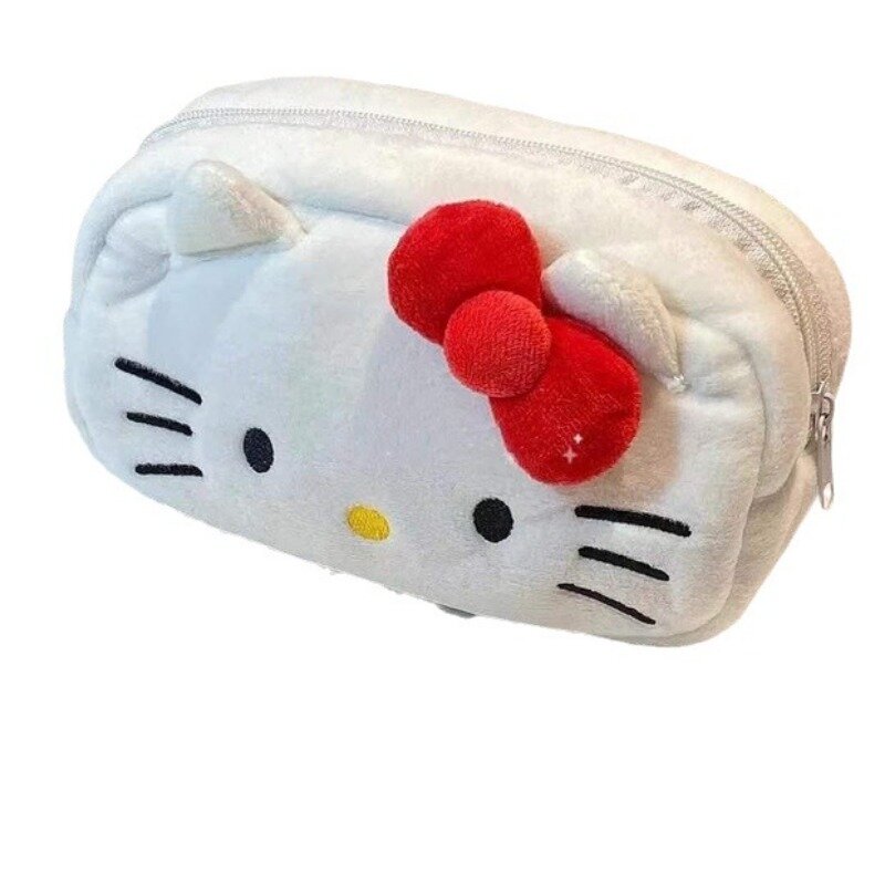 Bolsa de felpa de Hello Kitty para almacenamiento de cosméticos, estuche de lápices de dibujos animados Kawaii, Sanrio Cinnamoroll, regalos de cumpleaños para niñas