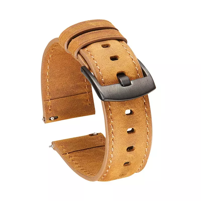 Neuankömmling Echt leder Uhren armband weiches Schnellverschluss-Armband aus gebürstetem Leder 20mm 22m