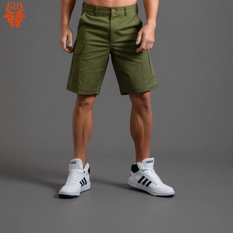 Cargo Shorts Männer Sommer Mode Arbeit tragen Kleidung Basic reine Farbe Baumwolle Shorts lässig für Männer Straight Fit hohe Qualität 2022