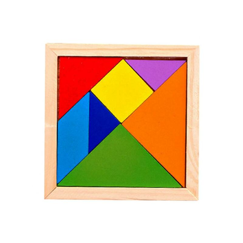 Rompecabezas de madera de colores para niños, juguetes educativos, tangramos geométricos, tableros, juguete de Aprendizaje Temprano
