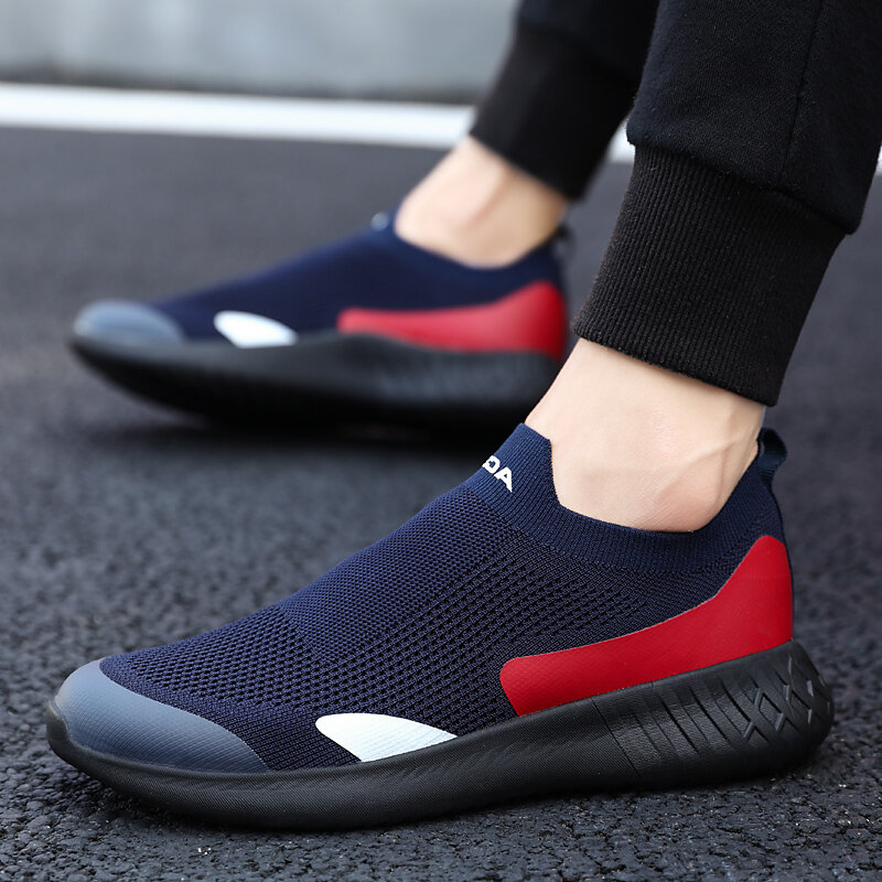 Nova moda casual malha respirável tênis de corrida mocassins sapatos de caminhada sapatos de tênis masculino