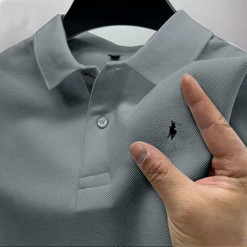 Modny modny t-shirt męski odzież uliczna zapinana pulower biznesowy letni klapa z krótkim rękawem szybki dryingPOLO