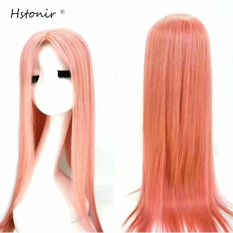 Hstonir Roze Menselijk Haar Toupet Voor Vrouwen Clip In Zijden Top Europese Remy Hair Extensions Haarstukken Magic Hair Topper TP26