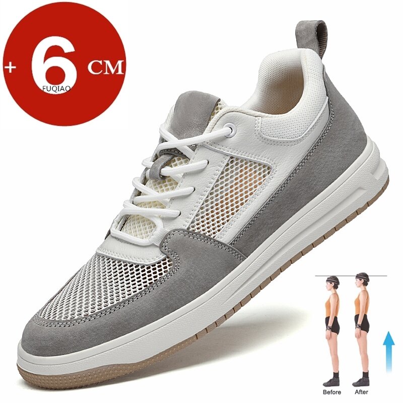Men Casual Sneakers Summer Fashion Elevator Shoes Man Sports Lift Height Increase Insole 6cm Mesh Breathable Men Shoes