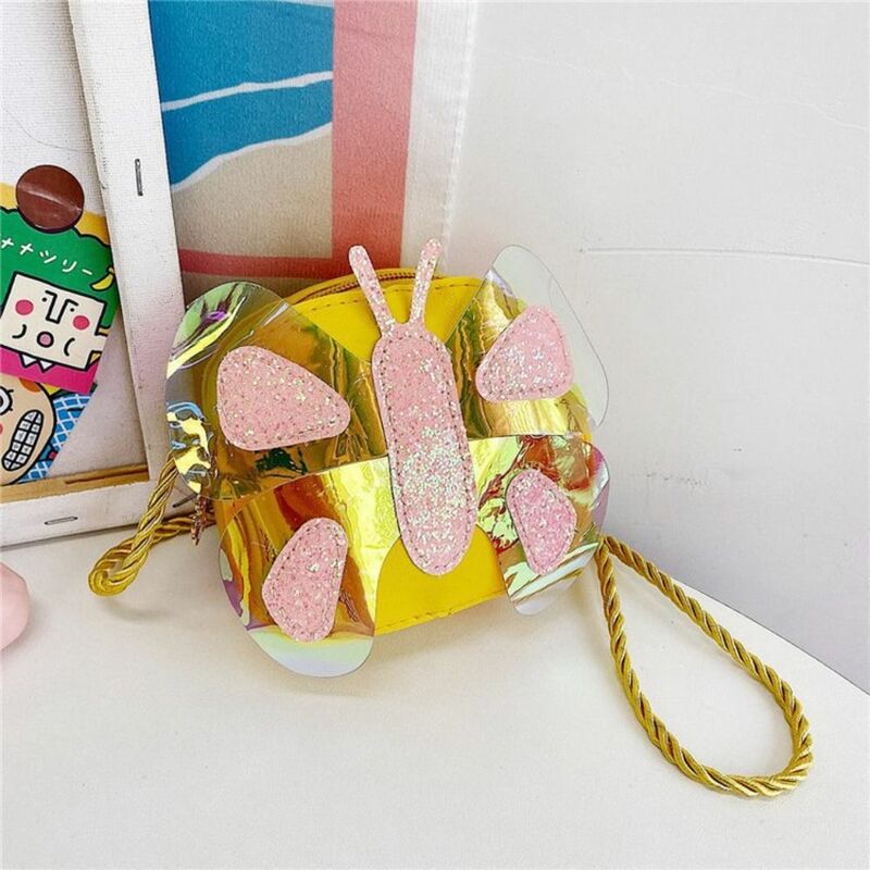 Детская сумочка контрастных цветов, миниатюрная сумка через плечо из полиуретана с блестками, дизайн в форме бабочки разных цветов