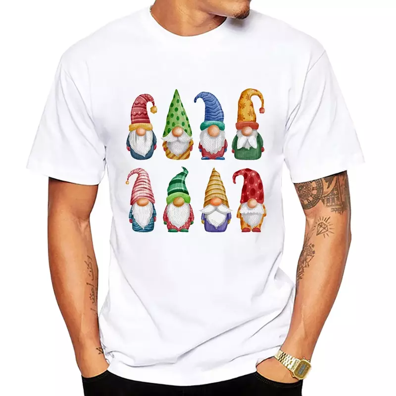 Camiseta unisex de gnomos natalinos, top Kawaii engraçado, camiseta de manga curta, camiseta gráfica bonita