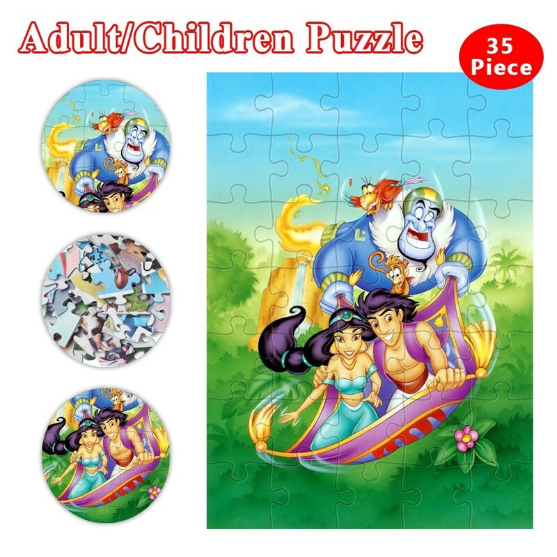 Teka-teki Jigsaw Disney Aladdin 300/500/1000 Buah untuk Orang Dewasa Permainan Pendidikan Putri Melati Permainan Kartun dan Teka-teki untuk Anak-anak