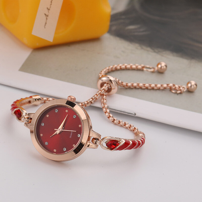 小さなダイヤルポインターを備えた女性用クォーツ時計、理想的なバレンタインデーや誕生日プレゼントのためのディスプレイ腕時計