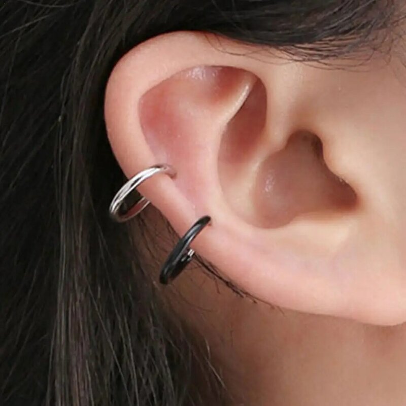 2 pezzi donna/uomo piccoli cerchi orecchino Piercing grosso orecchio cartilagine Tragus semplice cerchio sottile Anti-allergico gioielli per l'orecchio