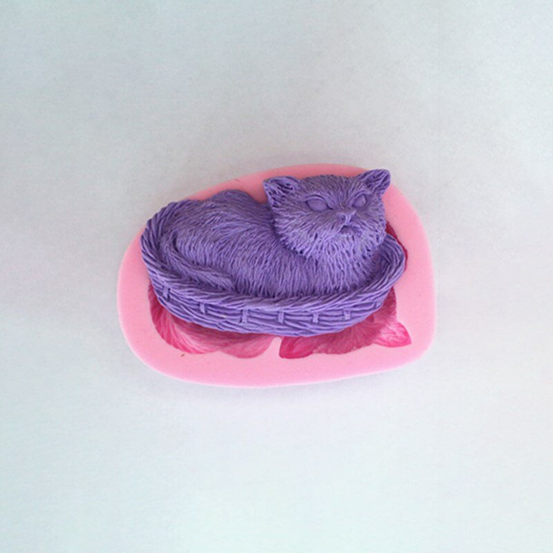 Eine Katze in einem Katzen nest flüssige Silikon form Fondant Handwerk Kuchen Dessert Gebäck Keks Dekoration Küche Back zubehör Werkzeuge