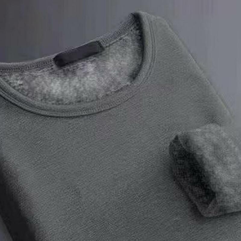 Mens Thermal Underwear Winter Fleece Lining Bottoming Top Long Sleeve Base Shirt Velvet Padded T-shirt Slim Bottoming Shirt