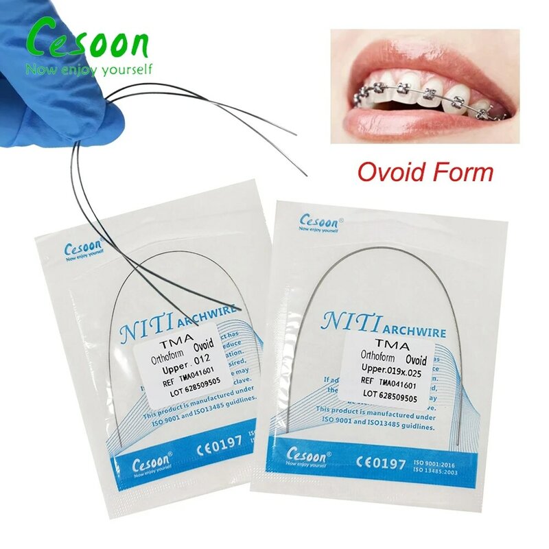 10 confezioni archi TMA ortodontici dentali fili per arco in lega Ti-Mo rotondi rettangolari ovid Form Archwire materiali per dentisti per bretelle
