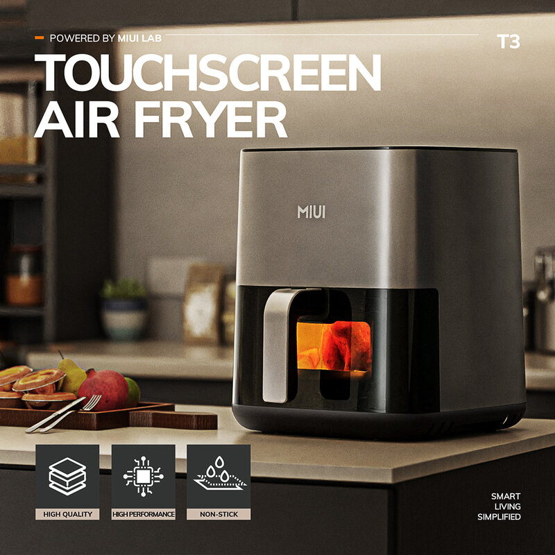 MIUI 5L Air Fryer, Electric Hot fryer Oven Oilless Cooker with Touch Control & Nonstick Basket & Visible Window, Family Size