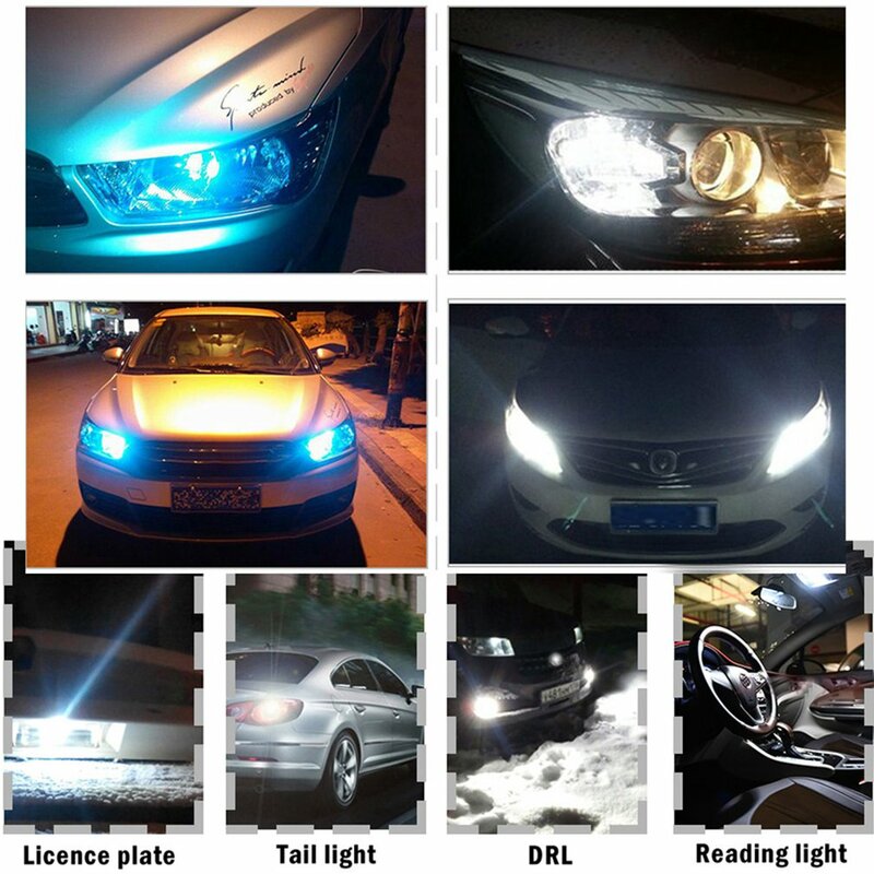 白色LEDカーライセンスプレート,cobガラス,6000k, drlスタイルの電球,12v, 10個,w5w,t10,新品