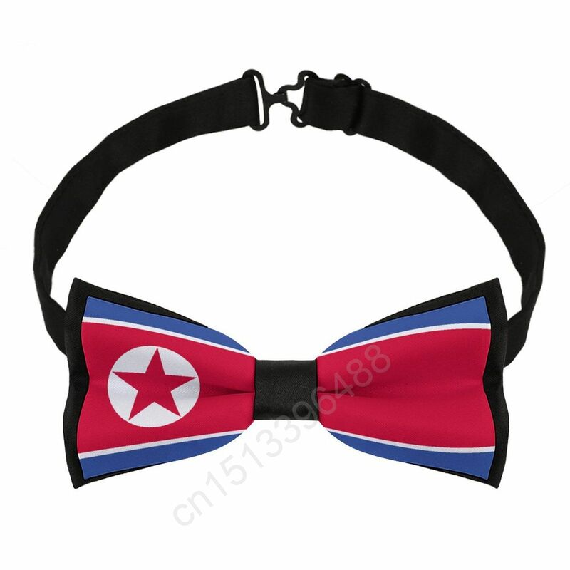 New Polyester North Korea Flag Bowtie for Men Fashion Casual Men's Bow Ties Cravat Neckwear For Wedding Party Suits Tie