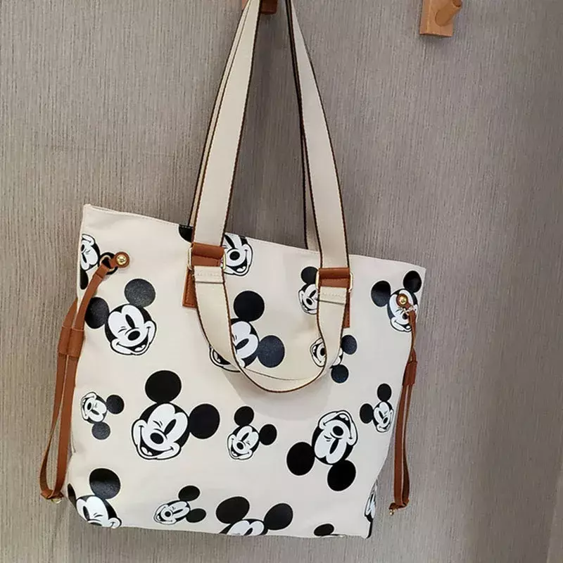 Tas bahu Mickey Mouse, tas Tote kapasitas besar tekstur kualitas tinggi, tas bahu motif kartun Mickey Mouse, tas bahu serbaguna baru