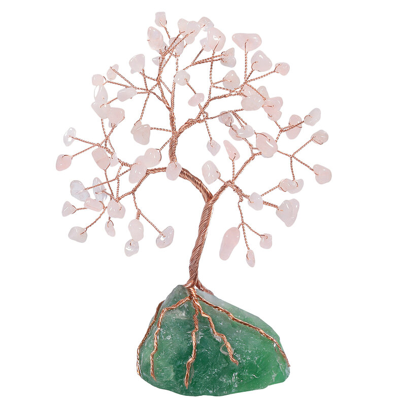 Natural Crystal Money Tree With Raw Fluorite Base Healing Gemstone For Luck And Wealth Home Decoration