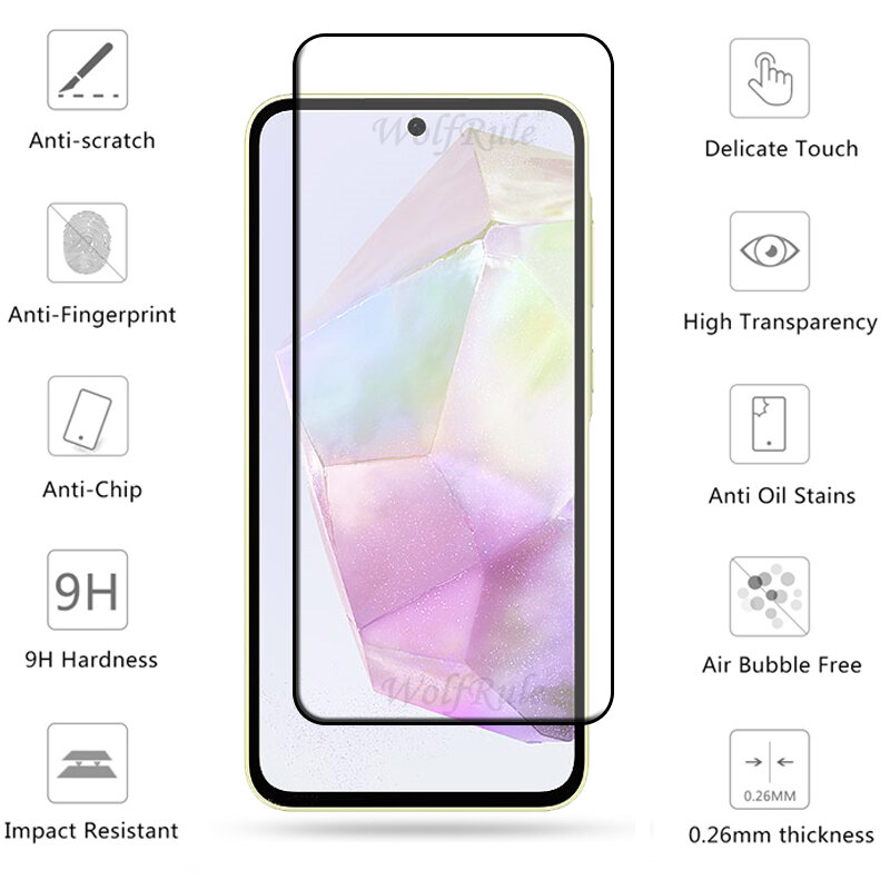 1/2/3/4PCS Full Cover Glass For Samsung A35 Glass Samsung Galaxy A35 Tempered Glass Full Glue Screen Protector Samsung A35 A 35