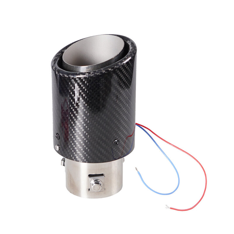 Embout de tuyau de silencieux en fibre de carbone avec lumière LED, document de voiture, accessoires automobiles, 63-65mm