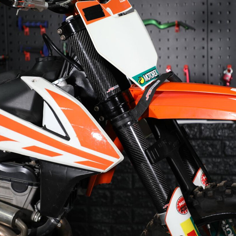 Motocykl 140-250MM regulowany przedni widelec z włókna węglowego ochraniacz na KTM EXC SX SXF XC XCF XCW 125 250 350 450 530