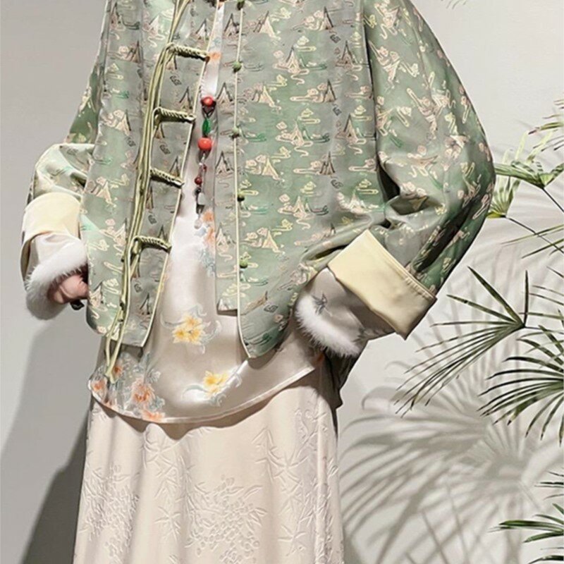 여성 이너 블라우스 투피스, 중국 스타일 아우터, 세트 신상