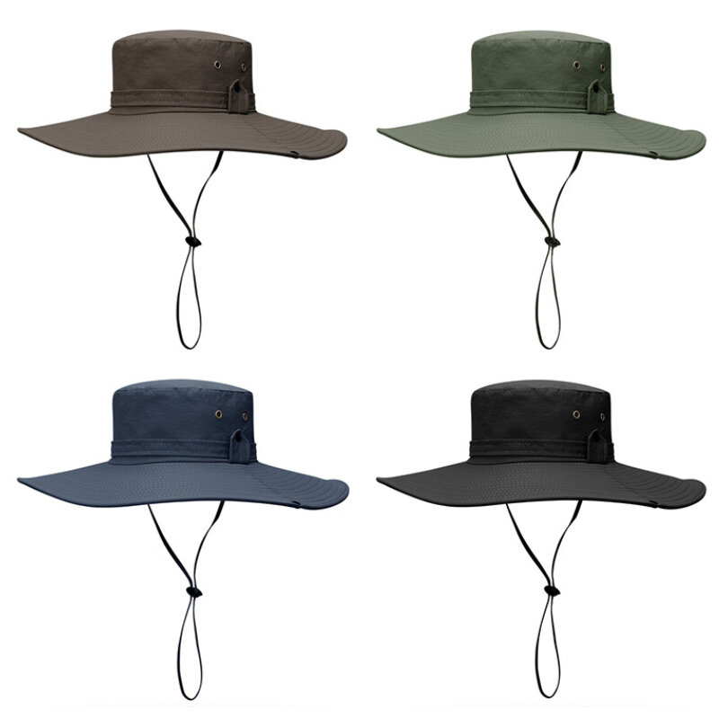 Topi perlindungan matahari anti UV pria, topi perlindungan matahari, topi memancing musim panas, topi jala bersirkulasi, topi mendaki berkemah, topi matahari anti UV untuk pria